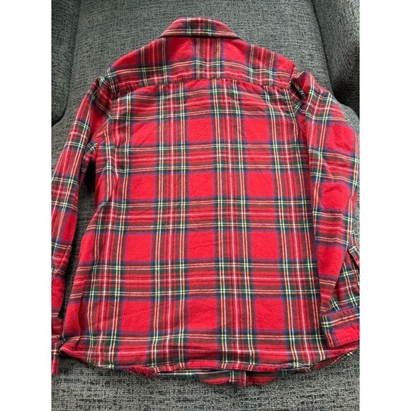 L.L.Bean Women's Red Plaid Button-Up Flannel Shirt Relaxed Fit L 100% Cotton - Picture 2 of 9